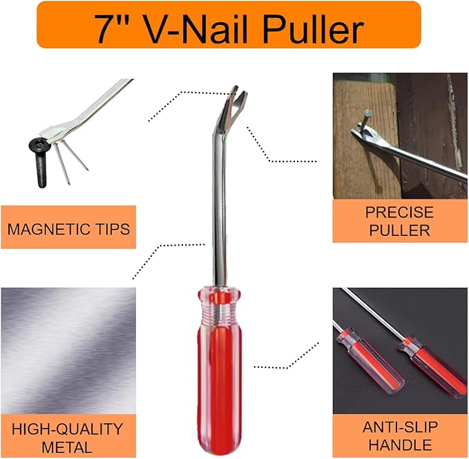 INBWENH 4Pcs Upholstery Staple Remover Tool Set Nail Puller, Staple Puller Set Including End Cutting Plier, Tack Pullers, Carpet Remover, Removing Staples from Construction Furniture Floor Wall Wooden