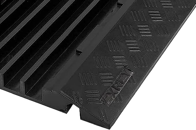 CXRCY Cable Ramp 1 Pack of 5 Channel PVC Rubber Cable Protector,18000lbs Capacity Heavy Duty Speed Bumps Hose Cord Channel Protector Ramps for Wire/Hose/Pipe Hider Driveway Outdoor