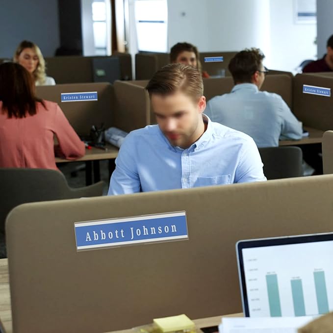 Acrylic 12 Pack Wall Name Plates Holder for Desks, AITEE 2x8 Clear Wall Mount Name Plate Display with 3M Tapes, Floating Door Name Plates Set for Office Home School Classroom Teacher