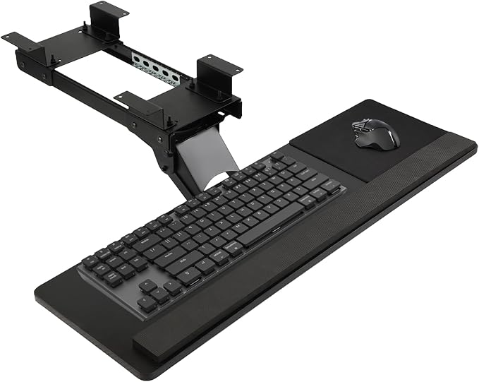 Keyboard Tray - Under Desk Keyboard Tray， 360° Adjustable Slide Out Keyboard Tray Under Desk with Mouse Pad & Wrist Rest， Ergonomic Design Improves Bad Sitting Posture