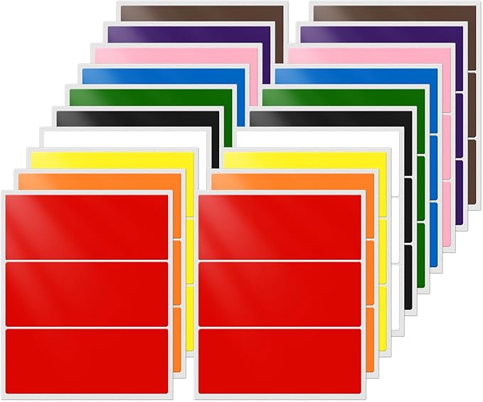 FINDAT 10 Colors Assorted Labels Stickers 4×2 Inch Vinyl Rectangular Label Removable Waterproof Color Coding Name Tag for Classroom Office File Inventory Marking 60 PCS