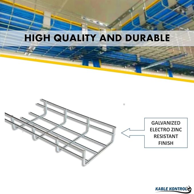 Kable Kontrol Cable Tray - 5 Feet Long x 4" W x 2” H - 480 Pcs Bulk Pack - Wire Mesh Tray Cable Management Rack Cords Organizer Cable Basket, Zinc Plated Steel NEC Approved for Network, Fiber Optic