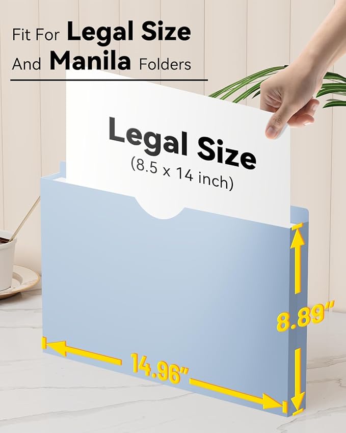 ANSOOK Plastic File Jackets File Pockets,1" Legal Size Manila File Folder,12 Pack Project File Folders,Heavy Duty Manila Pocket Folder for Cabinet,Assorted Colors Manila Job Folder for Office School