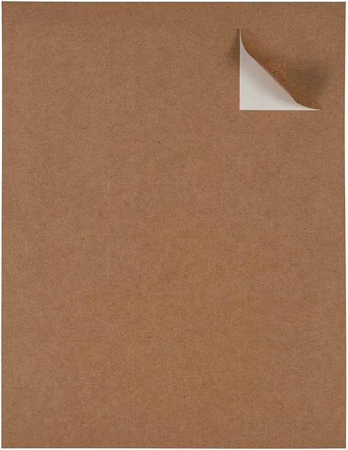 JAM PAPER Product & Container Labels - Square - 2 x 2 - Brown Kraft - 120/Pack