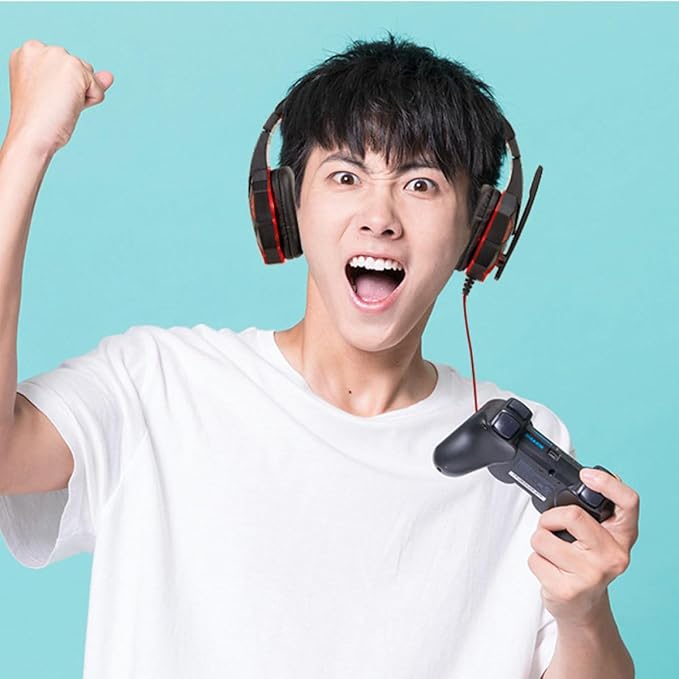 Holibanna Wired Gaming Headset with Microphone USB and 3.5mm Noise Cancelling Mic Soft Ear Pads Suitable for Travel