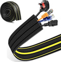 6 FT Floor Cable Cover, Cord Covers for Wires on Floor, Heavy Duty PVC Duct Extension Wire Covers, 3 Channels Cord Hider Floor Cable Management for Indoor Outdoor, Black
