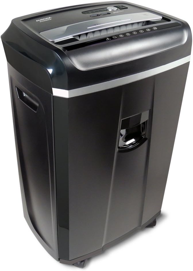 Aurora Anti-Jam 20-Sheet Crosscut CD/Paper and Credit Card Shredder, 7-Gallon pullout Basket, 60 Minutes Continuous Run Time