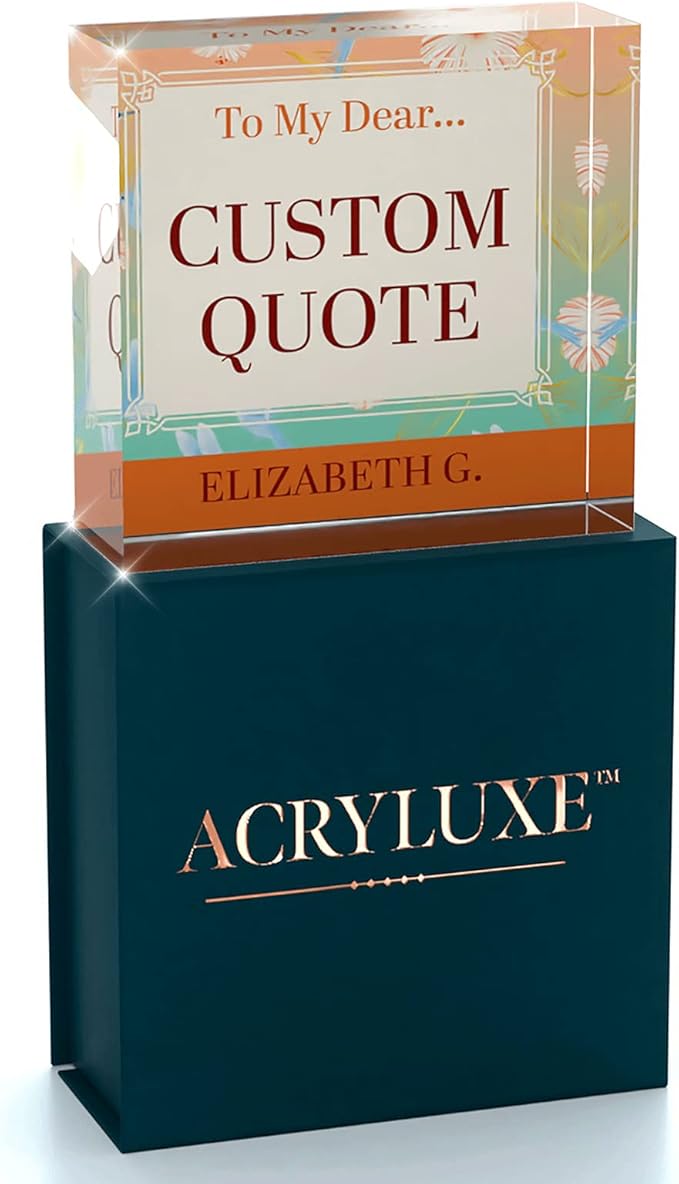 Personalized Gifts, Custom Quote Block Letter Board,Crystal-Clear Acrylic with Gift Box,17 Styles, Holiday and Christmas Gift for Mom, Dad, Girlfriend, Him or Her, Husband, Wife (4"x4, Flora)