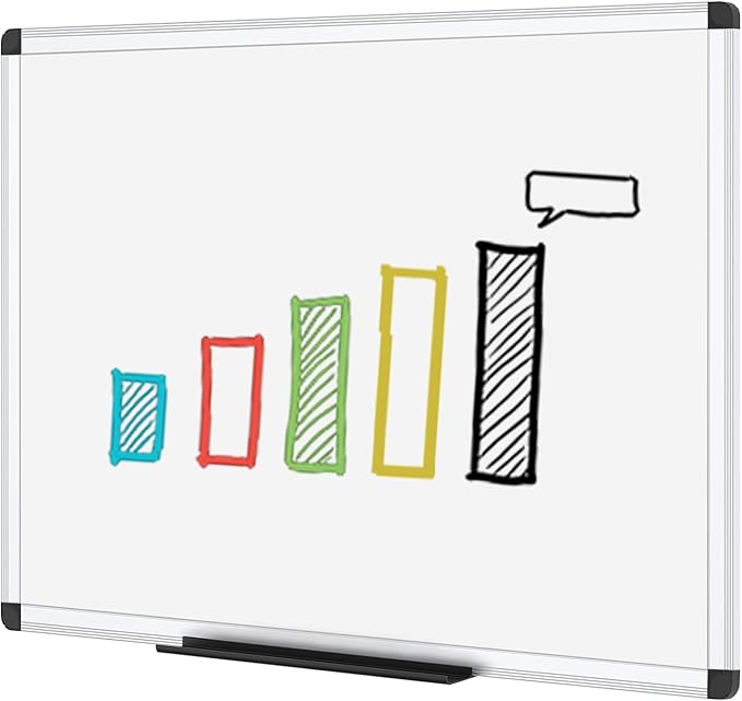 VIZ-PRO Dry Erase Board/Non-Magnetic Whiteboard, 48 x 36 Inches, Wall Mounted Board for School Office and Home