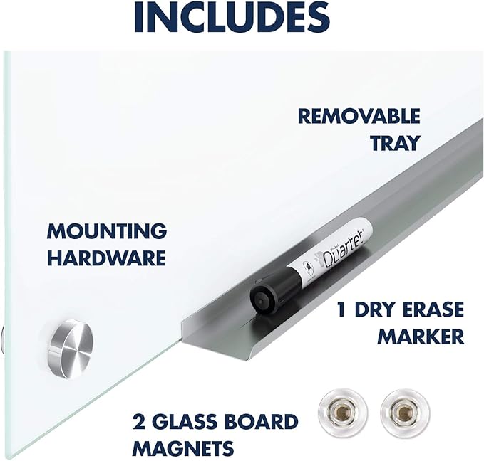 Quartet Dry Erase Board, Magnetic Whiteboard 24" x 18", Glass Board for Wall, Infinity, Brilliance White (G22418W)