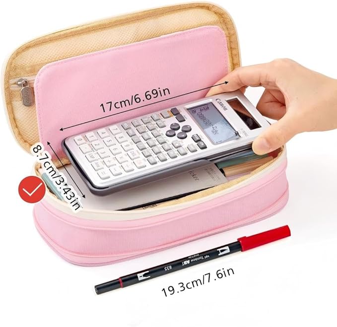 EASTHILL Big Capacity Pencil Pen Case Office College School Large Storage High Capacity Bag Pouch Holder Box Organizer Blue (Pink)