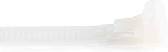 StarTech.com 8"(20cm) Reusable Cable Ties - 1/4"(7mm) Wide, 1-7/8"(50mm) Bundle Dia. 50lb(22kg) Tensile Strength, Releasable Nylon Ties, Indoor/Outdoor, 94V-2/UL Listed, 100 Pack - White, TAA