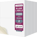 NextDayLabels 8.5x5.5 Half Sheet Stickers White Blank Labels for Laser Inkjet Printer - 2 Per Page Self-Adhesive Shipping Packaging Product Made in USA - 2000 Labels