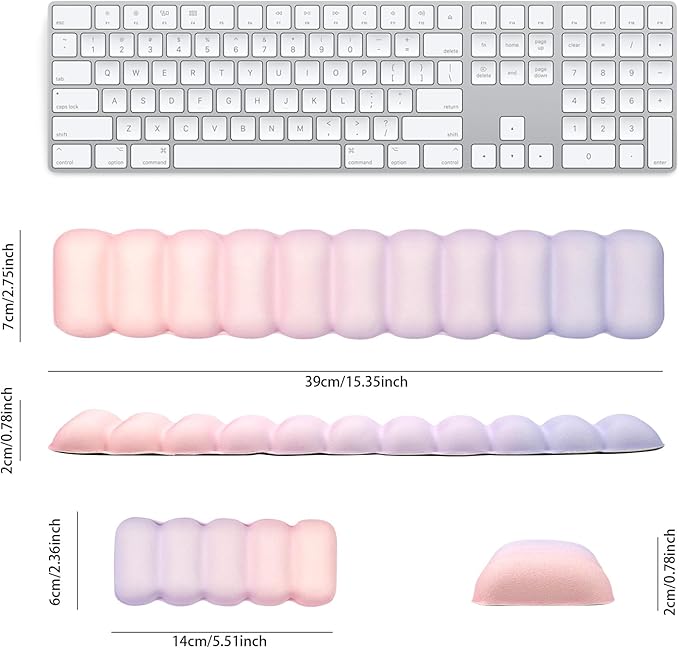 Keyboard and Mouse Wrist Rest Set - Ergonomic Cute Wrist Rest for Keyboard, Wrist Support for Mouse, Soft Memory Foam Wrist Support for Laptop, Mac, Office, Work, Gaming