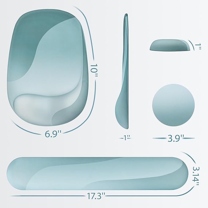 Ospelelf Wrist Rest for Keyboard and Mouse Ergonomic Mouse Pad with Wrist Support Memory Foam Wrist Rest for Computer Keyboard,3-in-1 Gel Mouse and Keyboard Pad for Office Geometry Green