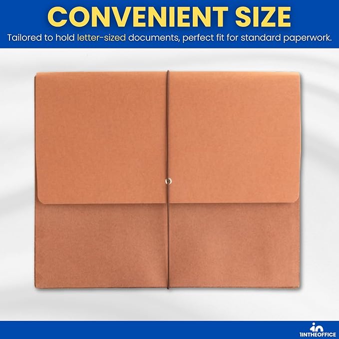 1InTheOffice Expanding File Folder with Flap and Cord Closure, 5-1/4" Expansion, Letter Size, Wallet Redrope, 3 Pack