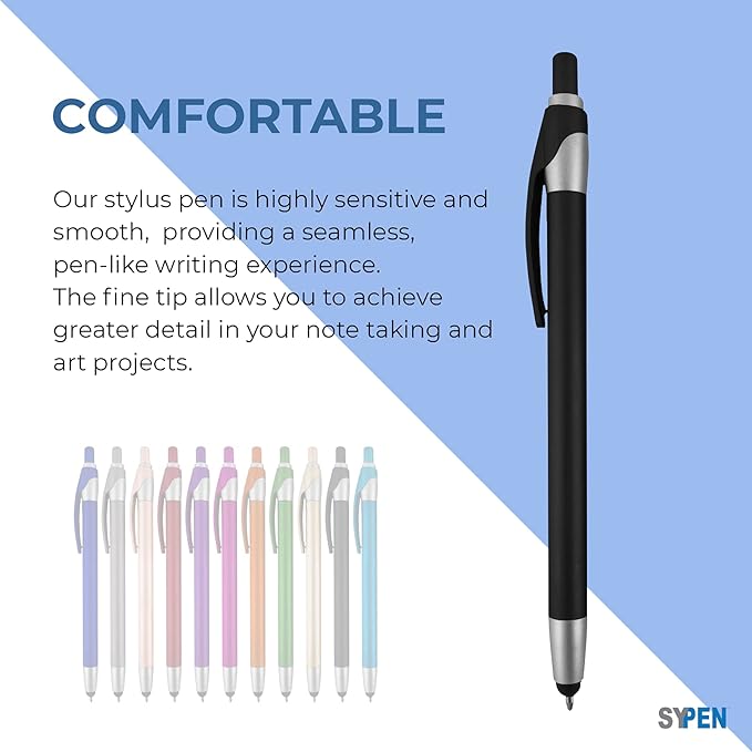 SyPen Personalized With your Custom Logo or Text Pens-Pack of 450- for Marketing, Parties, and Events, 2 in 1 Capacitive Stylus & Ballpoint Pen Compatible With Touchscreen Devices, Blue Ink,Rose Pens