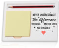 Never Underestimate The Difference You Made Appreciation Thank You Retirement Leaving Gift for Employee Coworkers Friends Boss Teacher Mentor Self-Stick Note Pad Holders ZBA16