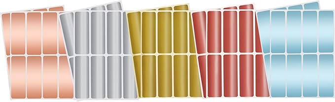 Metallic Sticker Labels 3x1 inch (75mm x 25mm) Rectangular Labeling Sticker Sheets in 5 Metallic Colors 80 - Pack by Royal Green