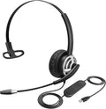 MKJ USB Headset with Microphone for PC, Computer Headset with Noise Cancelling Mic for Call Center and Office, Wired Headphones for Laptop UC Platforms Business Ms Teams Zoom Webex Facetime