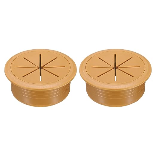 uxcell 2 Pcs Desk Grommet, 2.09 inch 53mm Desk Cable Hole Cover Wire Hole Insert for Home Office Table Cabinet Cord Organizer, Brown
