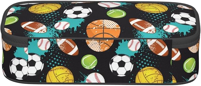 Sport Cool Ball Pattern Pencil Case Big Capacity Storage Pencil Pouch Stationery Bags With Zipper Portable Pen Holder Box Organizer For Boys Girls Teens Student College School Office Supplies