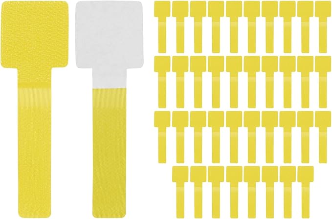 40-Pack Hook and Loop Cable Ties, 3.5 x 1.1 Inch Adjustable Self-Adhesive Cord Organizer for Desk/Home/Wall/Office Essentials, Cable Management Under Desk [Yellow]