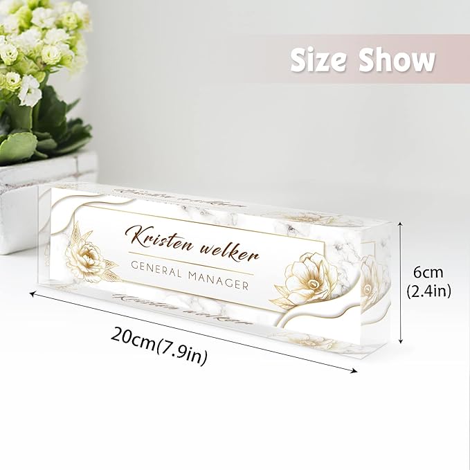 Desk Name Plate Personalized, Custom Name Plates for Desks, Office Desk Decor, Unique Clear Acrylic Glass Block, Personalized Office Gifts for Women Men Coworkers Boss Teachers, Appreciation Gifts
