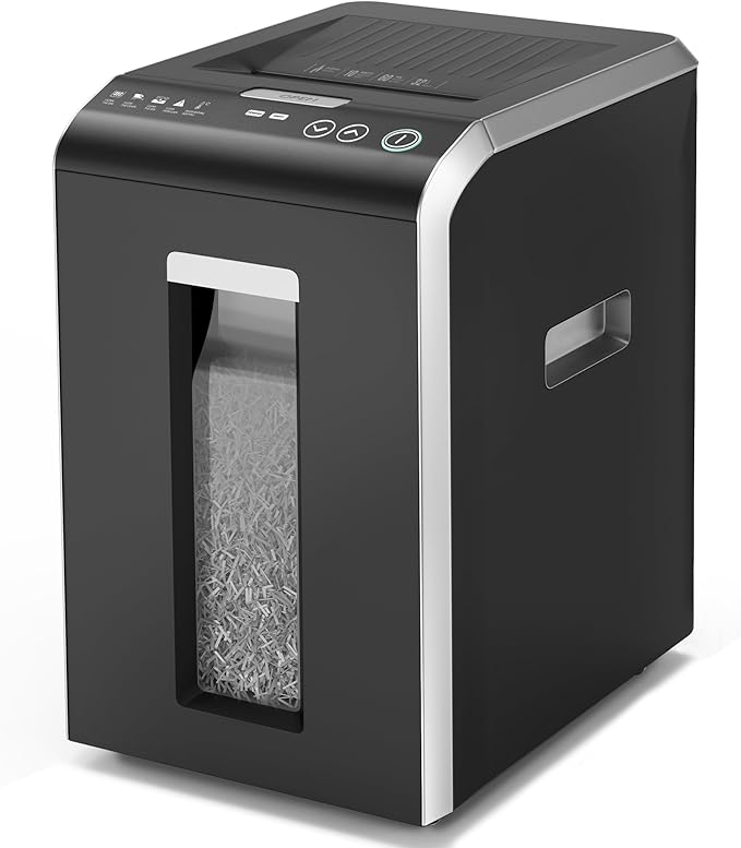 Heavy Duty Micro-Cut Paper Shredder: 200-Sheet Auto Feed/10-Sheet Manual Feed, P-5 High Security, 8.5 Gallon Bin with Casters for Home Office