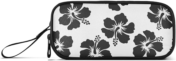 Tropical Hawaiian Hibiscus Flowers Pencil Case Box Boys Girls Large Pencil Pouch Zipper Compartments Big Capacity Stationery Pen Bag for Kids Teens Adults School