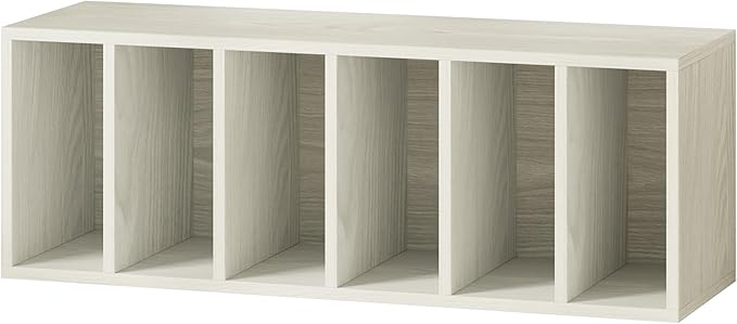 IOTXY DIY Modular Cube Bookcase - CubeXY Customizable Stackable Expandable Basic Shelving Units, 6-Cube Wooden Open Bookshelf with Removable Shelves for Books Organizer, Oak