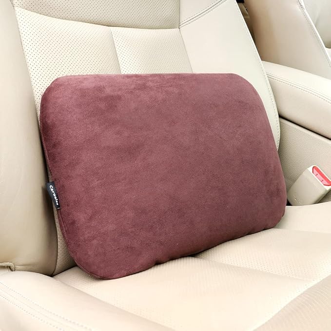 Lumbar Pillow for Chair Pad Latex Soft Lower Back Pain Relief Support for Car Seat Travel Rest Home Office Accessories Thin Brown