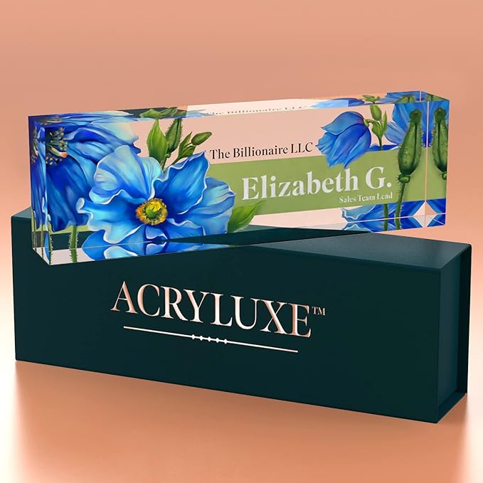 Personalized Name Plate, Custom Name Plates, 2 x 8 Inches, Thick Crystal-Clear Acrylic, Gift Box, Office Desk Decor