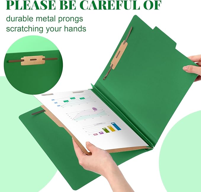 Skyygemm 48 Pcs Classification Folders Letter Size, 1 Divider Pressboard File Folder with Fasteners, Expanding Tax File Organizer Bulk for Teachers, Office, Church, Christmas Donations (Dark Green)