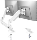 WALI Dual Monitor Stand, Adjustable Gas Spring Arm Monitor Mount for 2 Monitors up to 32 Inch,19.8lbs Capacity (GSMP002W), White by WALI