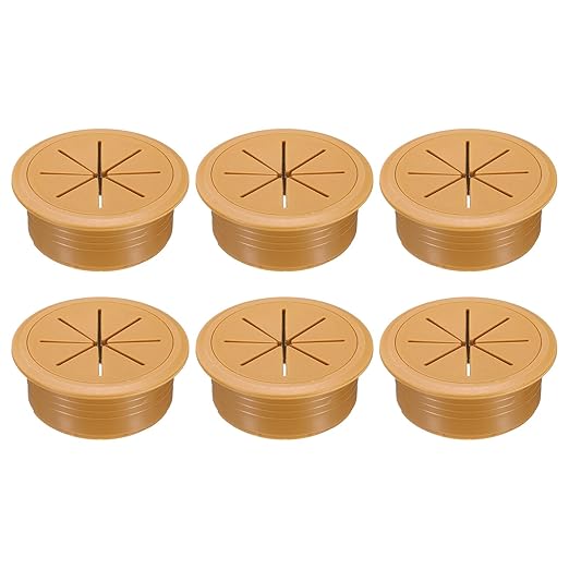 uxcell 6 Pcs Desk Grommet, 2.09 inch 53mm Desk Cable Hole Cover Wire Hole Insert for Home Office Table Cabinet Cord Organizer, Brown