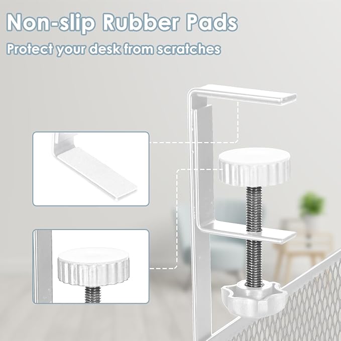 Cable Management, 25'' Cable Management Under Desk No Drill, Metal Cord Organizer with Clamp for Standing Desk, Cable Organizer for Home Office, White