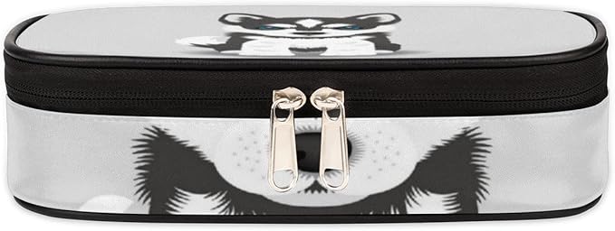 Pardick Husky Dog Big Capacity Pencil Pen Case Cute Dog Large Pencil Pouch with Zipper Compartments Pencil Bag for Boys Girls Adults Student Office School Supplies