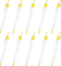DISCOUNT PROMOS Slim Curvy Ballpoint Pens Set of 10, Bulk Pack - Black Ink, Retractable, Great for Office, School, Tradeshows - Yellow