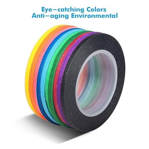 selizo 10 Rolls 1/8” Whiteboard Pinstripe Tape Dry Erase Board Tape Line Thin Striping Graphic Chart Art Tape Grid Lining Tape for White Board, 10 Colors