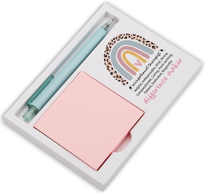 Occupational Therapist Sticky Note Holder for Desk, Appreciation Gift from Patient Coworker Friend, Rainbow Desk Organizer for Women Men, Thank You OT Gift for Office TZP152