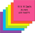 Zubebe 24 Pads 11 x 11 Inch Large Sticky Notes Jumbo Bright Colors Sticky Notepads Self Stick Note Square Memo Post Stickies for Office School, 25 Sheets/pad