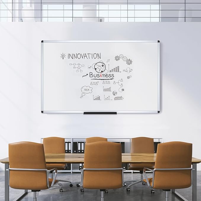 VIZ-PRO Dry Erase Board/Whiteboard, 96 x 48 Inches, Wall Mounted Board for School Office and Home 8' x 4'
