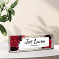 Custom Name Plates for Desks, Desk Decor, Personalized Desk Gifts, Office Desk Name Plate Personalized, Name Tags, Desk Accessories for Men or Women, Acrylic Name Plate for Desk(Red Rose) 731
