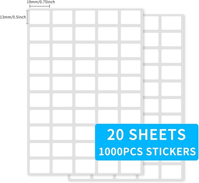 Yeachlaing Multi-Use Removable Labels, 1/2" x 3/4",1000 PCS Blank Labels Total,Water/Oil/Tear Resistant/Ink Won't Smudge No Residue
