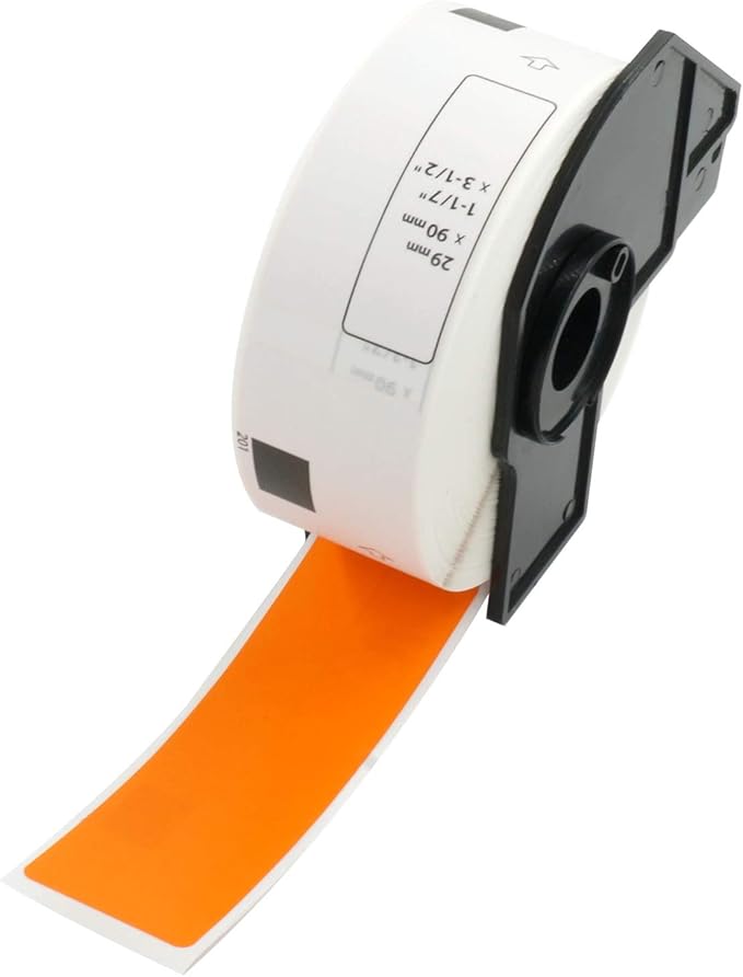 BETCKEY - Standard Address Labels Replacement for Brother DK-1201 (1.1 in x 3.5 in), Compatible with Brother QL Label Printers [1 Rolls/400 Labels, Orange]