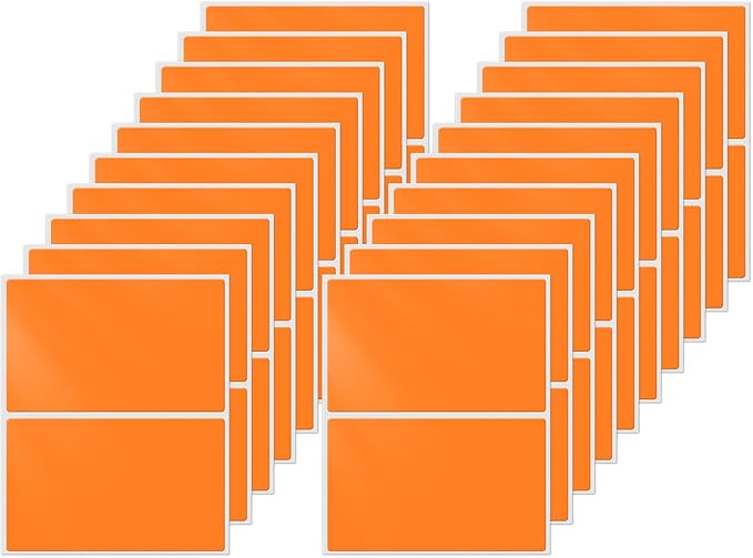 FINDAT Rectangle Label Stickers 3×2 Inch Vinyl Removable Orange Sticker Waterproof Writable File Folder Moving Labels for Boxes Home Office Labeling 40 PCS