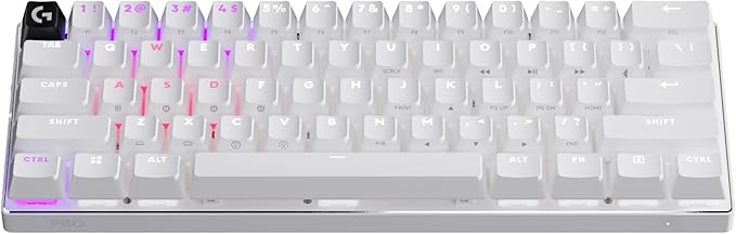 Logitech G PRO X 60 Lightspeed Wireless Gaming Keyboard, Ultra Compact TKL 60% Mechanical Keyboard for Windows PC, LIGHTSYNC RGB, Dual-Shot PBT Keycaps, GX Optical Tactile Switches - White