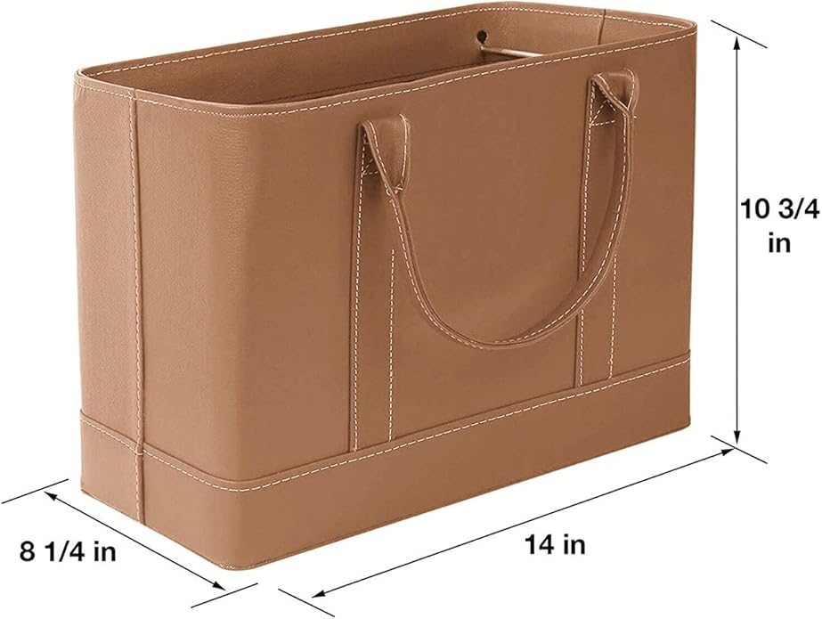 HOME DISTRICT Chic File Organizer Tote - Important Document Organizer Bag, Portable File Box with Handle, Brown