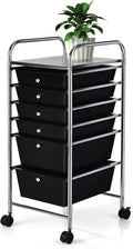 Happygrill 6-Drawer Organizer Cart Tools, Mobile Utility Storage Cart with Removable Drawers & Lockable Wheels, Rolling Storage Cart with Wheels for Home Office,Black